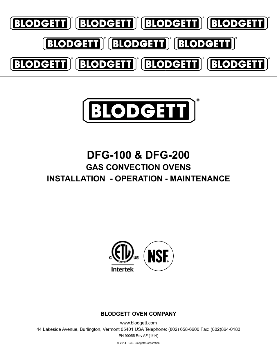 Blodgett DFG-200 User Manual | 39 pages
