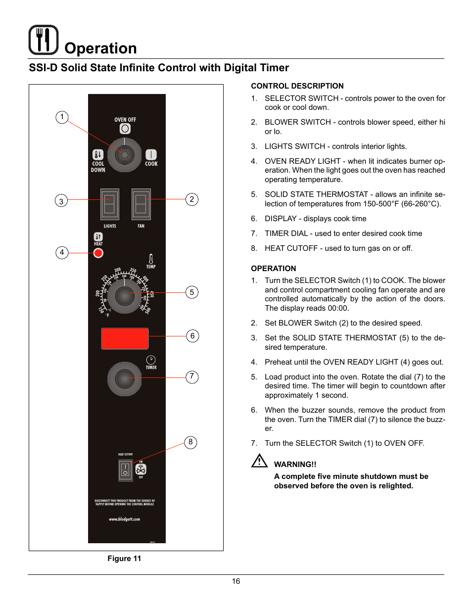 Operation | Blodgett DFG-200 User Manual | Page 18 / 39