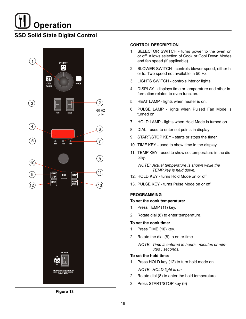 Operation, Ssd solid state digital control | Blodgett DFG-200 User Manual | Page 20 / 39