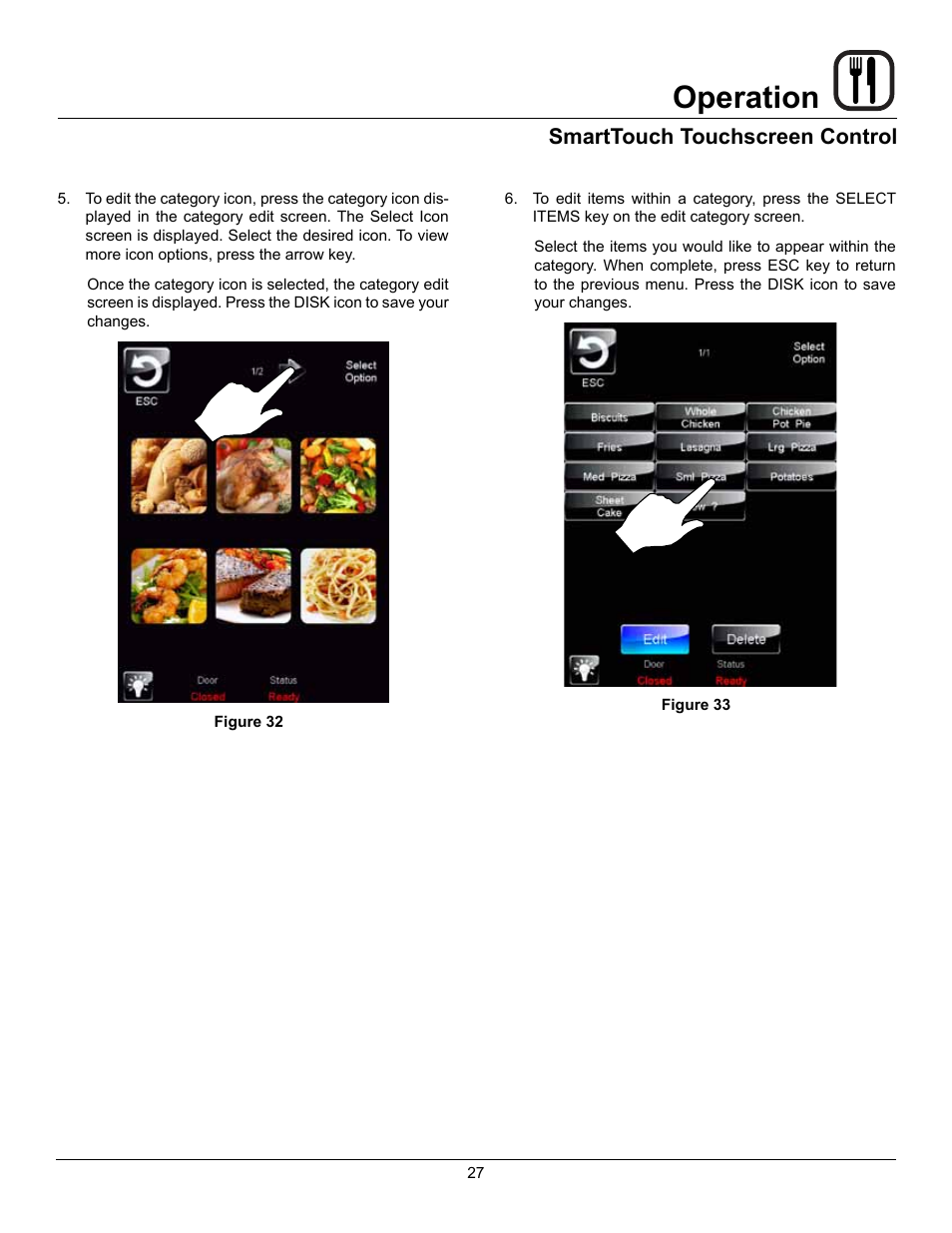 Operation, Smarttouch touchscreen control | Blodgett DFG-200 User Manual | Page 29 / 39