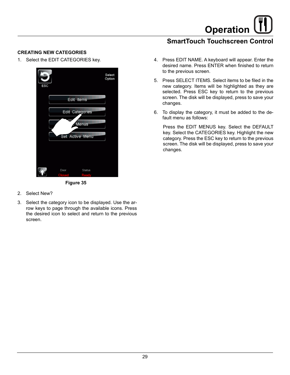 Operation, Smarttouch touchscreen control | Blodgett DFG-200 User Manual | Page 31 / 39