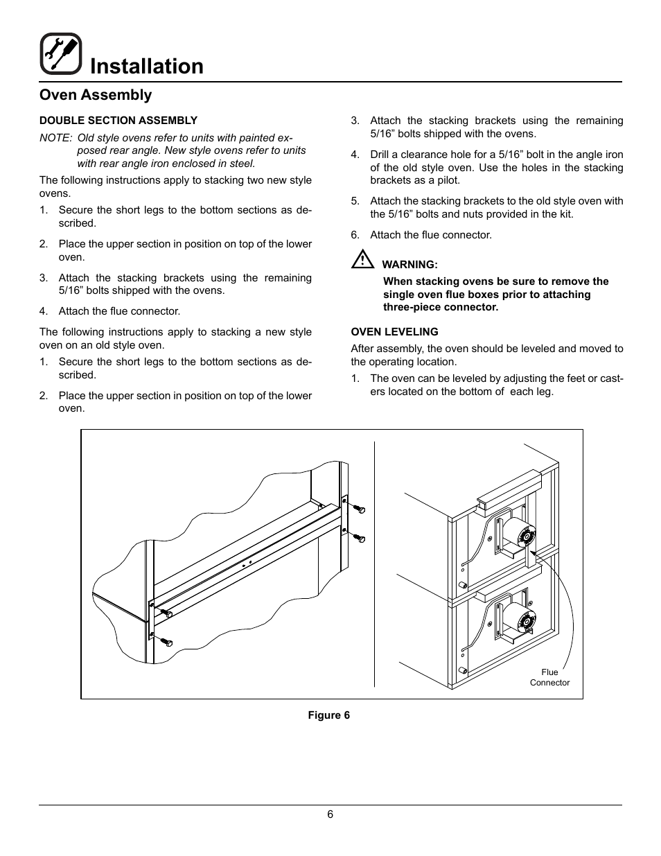 Installation, Oven assembly | Blodgett DFG-200 User Manual | Page 8 / 39