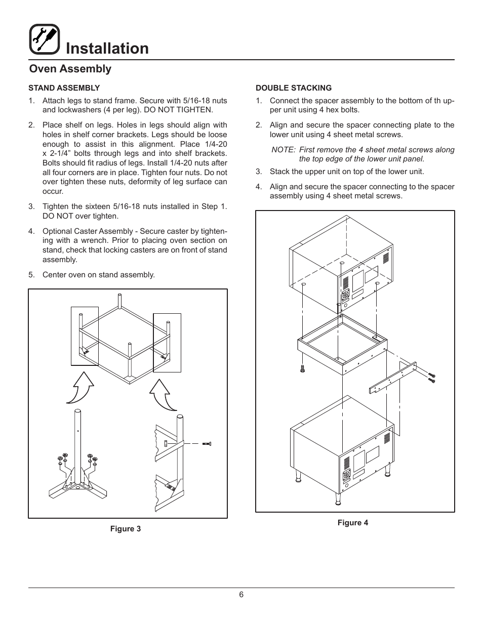 Installation, Oven assembly | Blodgett 1415 User Manual | Page 8 / 13