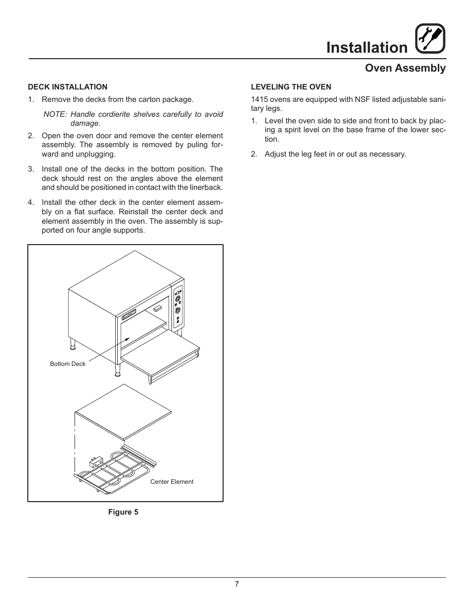 Installation, Oven assembly | Blodgett 1415 User Manual | Page 9 / 13