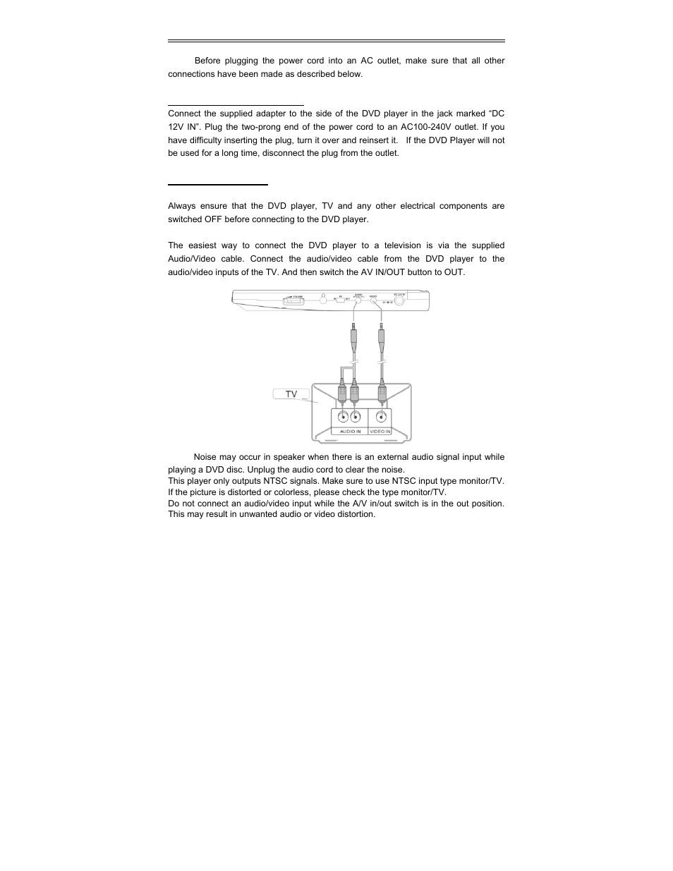 System connections | Audiovox D2010 User Manual | Page 12 / 33