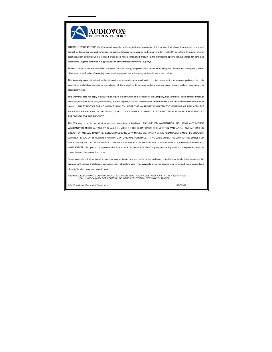 Warranty | Audiovox D2010 User Manual | Page 32 / 33