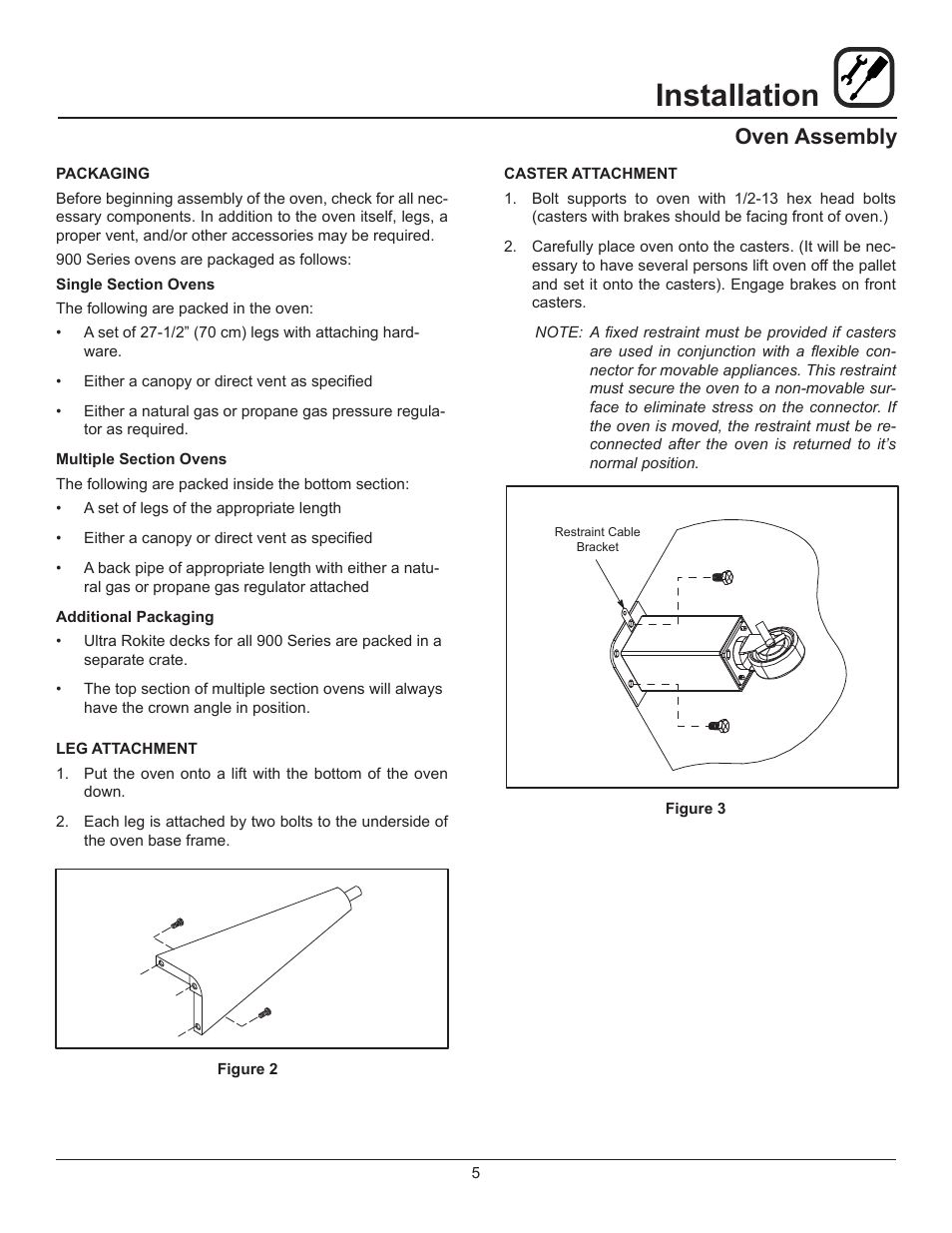 Installation, Oven assembly | Blodgett 900 SERIES User Manual | Page 7 / 22