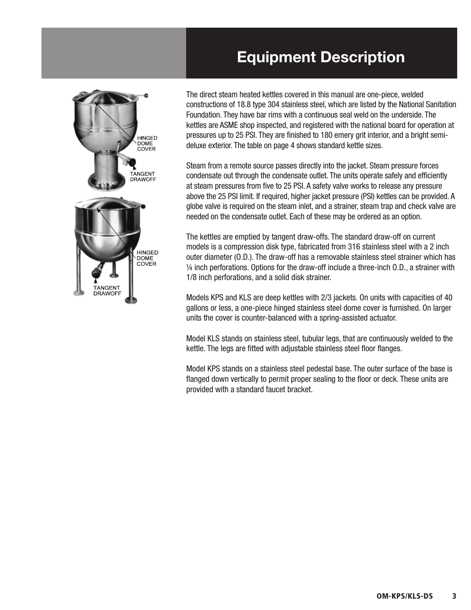Equipment description | Blodgett KLS-DS Series User Manual | Page 5 / 20