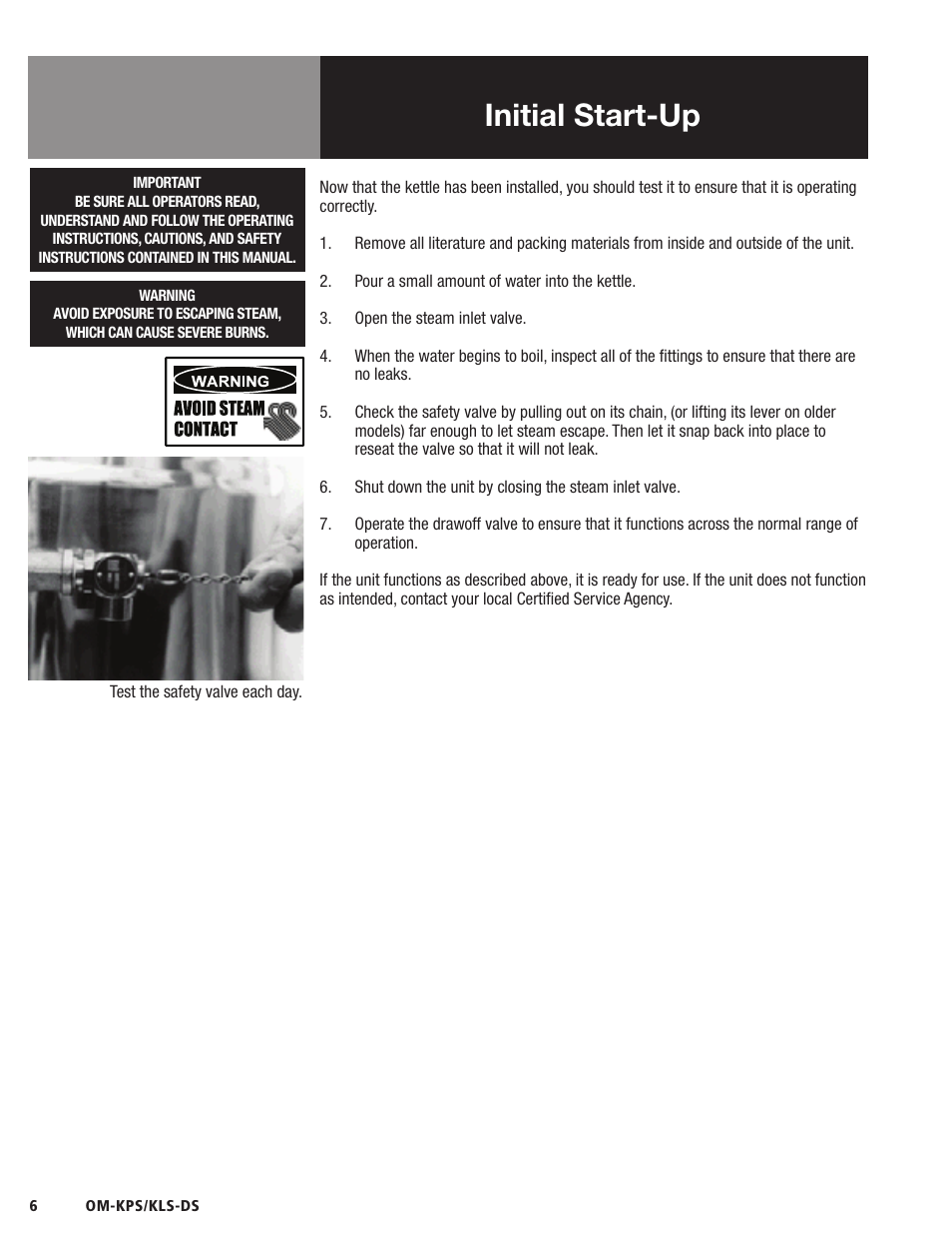 Initial start-up | Blodgett KLS-DS Series User Manual | Page 8 / 20