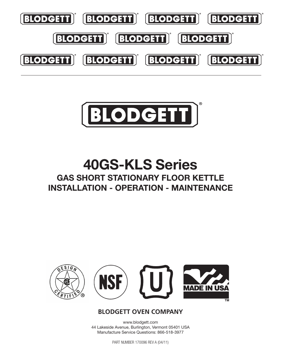 Blodgett 40GS-KLS Series User Manual | 32 pages