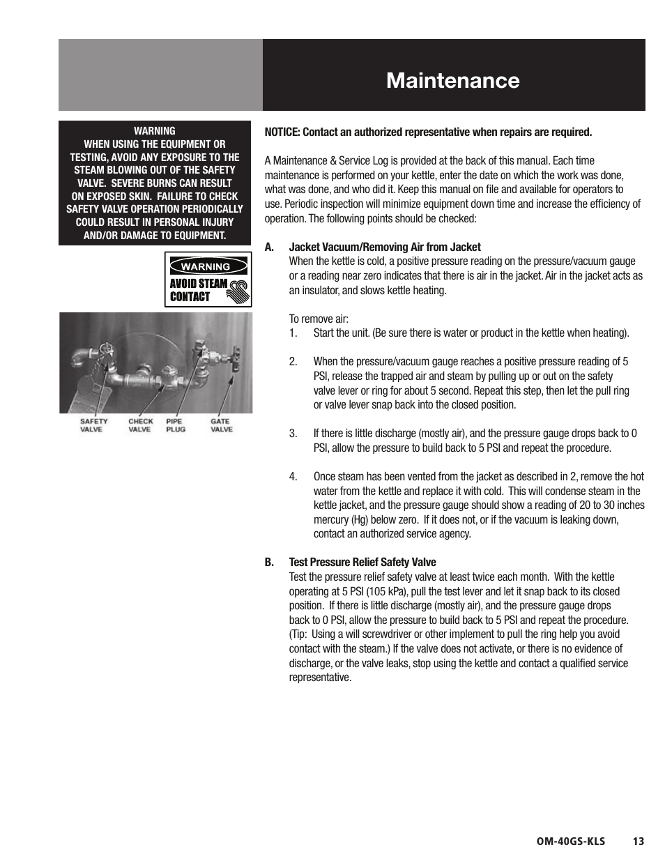 Maintenance | Blodgett 40GS-KLS Series User Manual | Page 15 / 32
