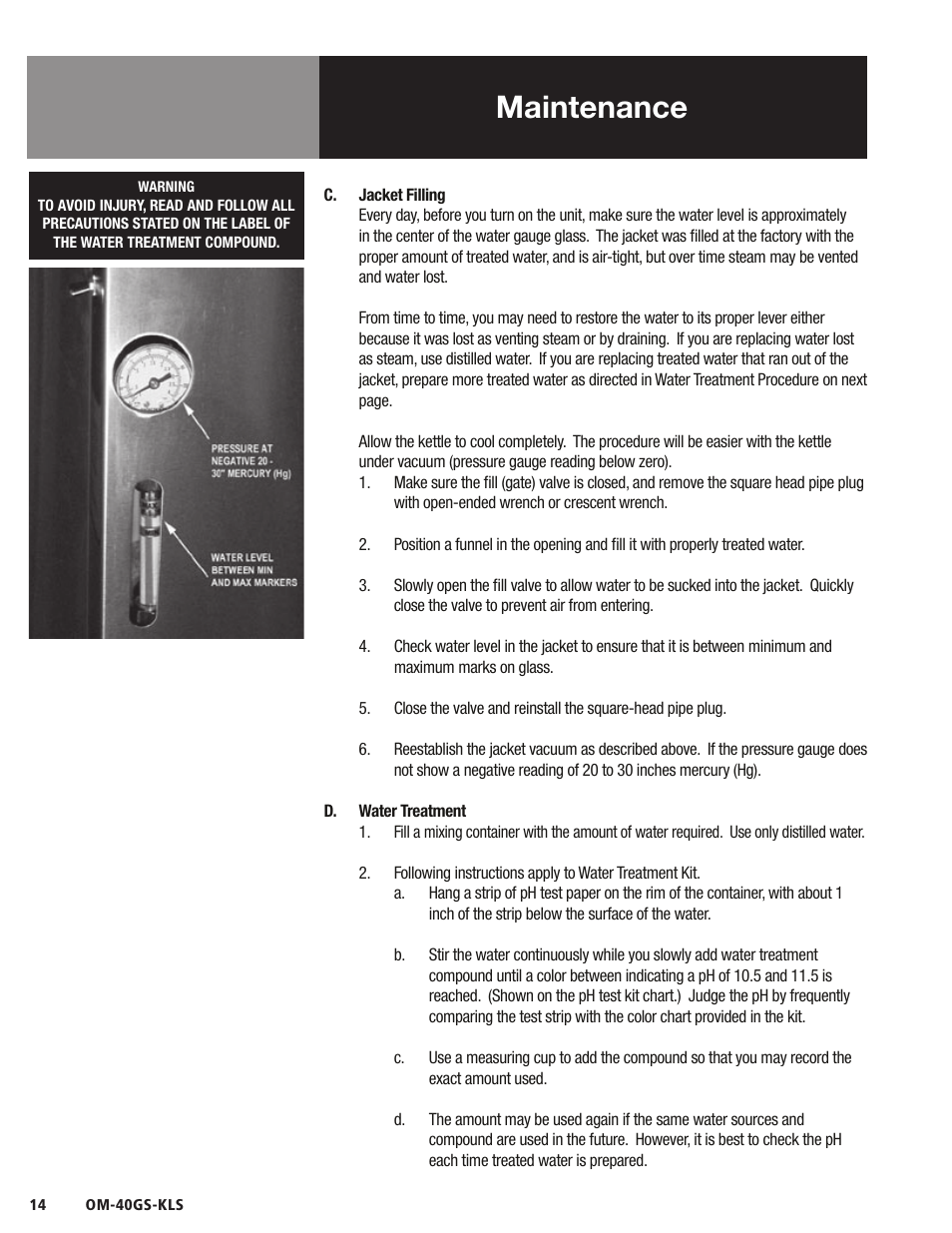 Maintenance | Blodgett 40GS-KLS Series User Manual | Page 16 / 32