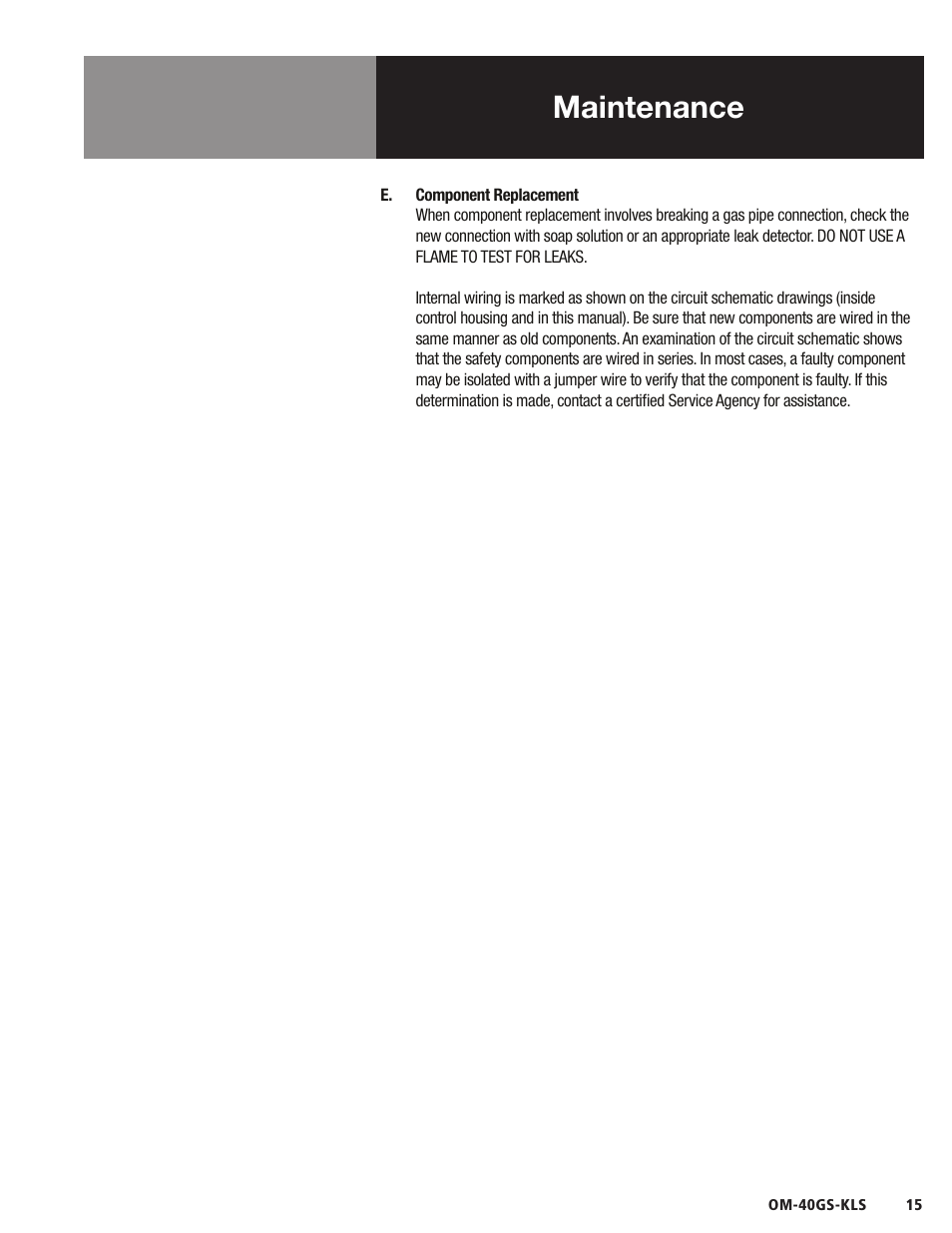 Maintenance | Blodgett 40GS-KLS Series User Manual | Page 17 / 32