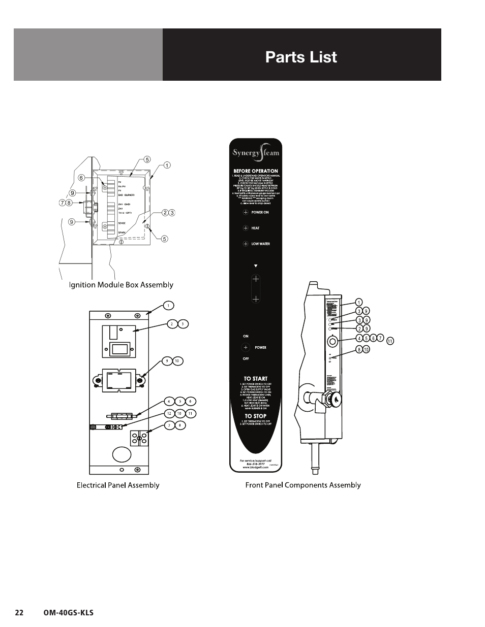 Parts list | Blodgett 40GS-KLS Series User Manual | Page 24 / 32
