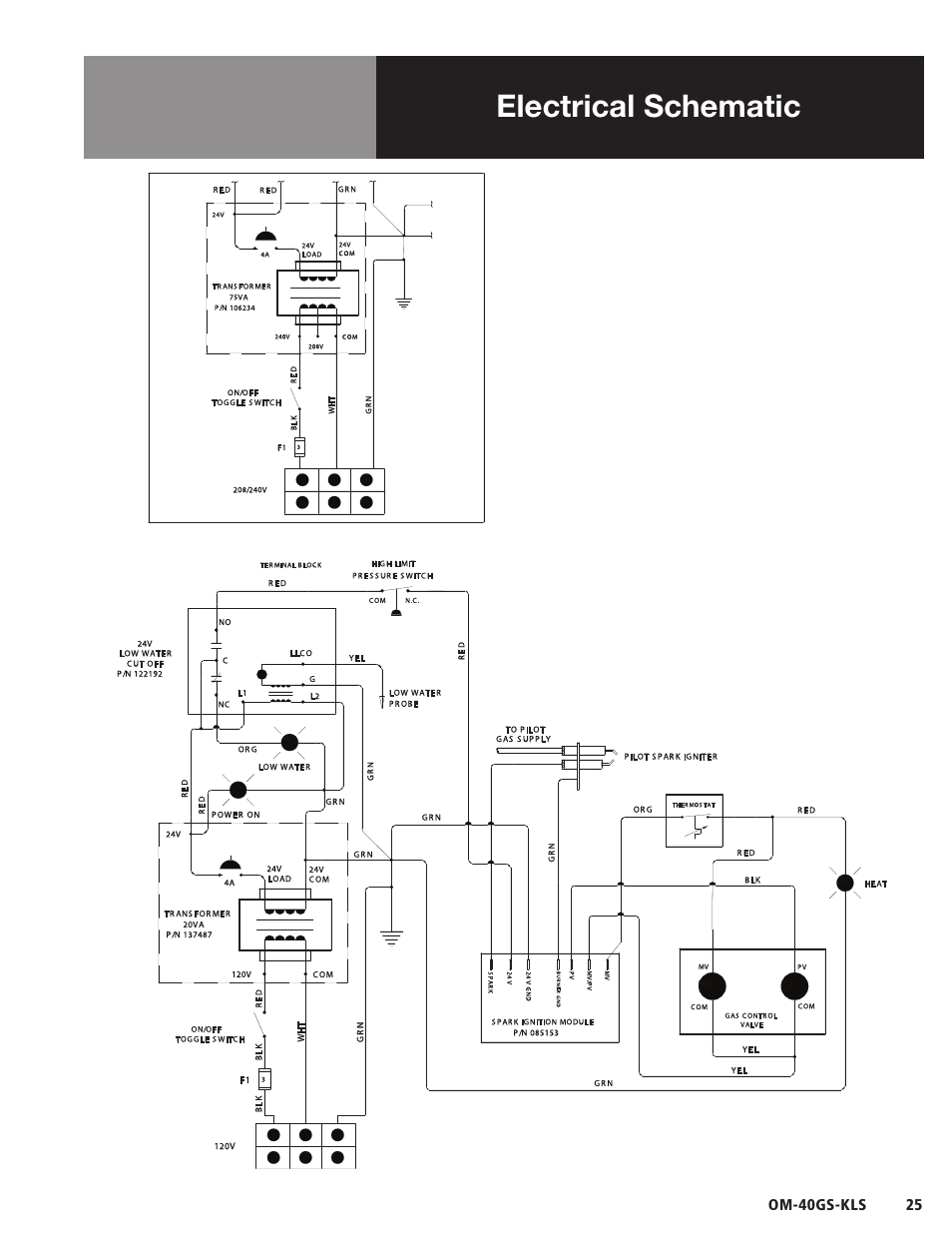 Electrical schematic | Blodgett 40GS-KLS Series User Manual | Page 27 / 32
