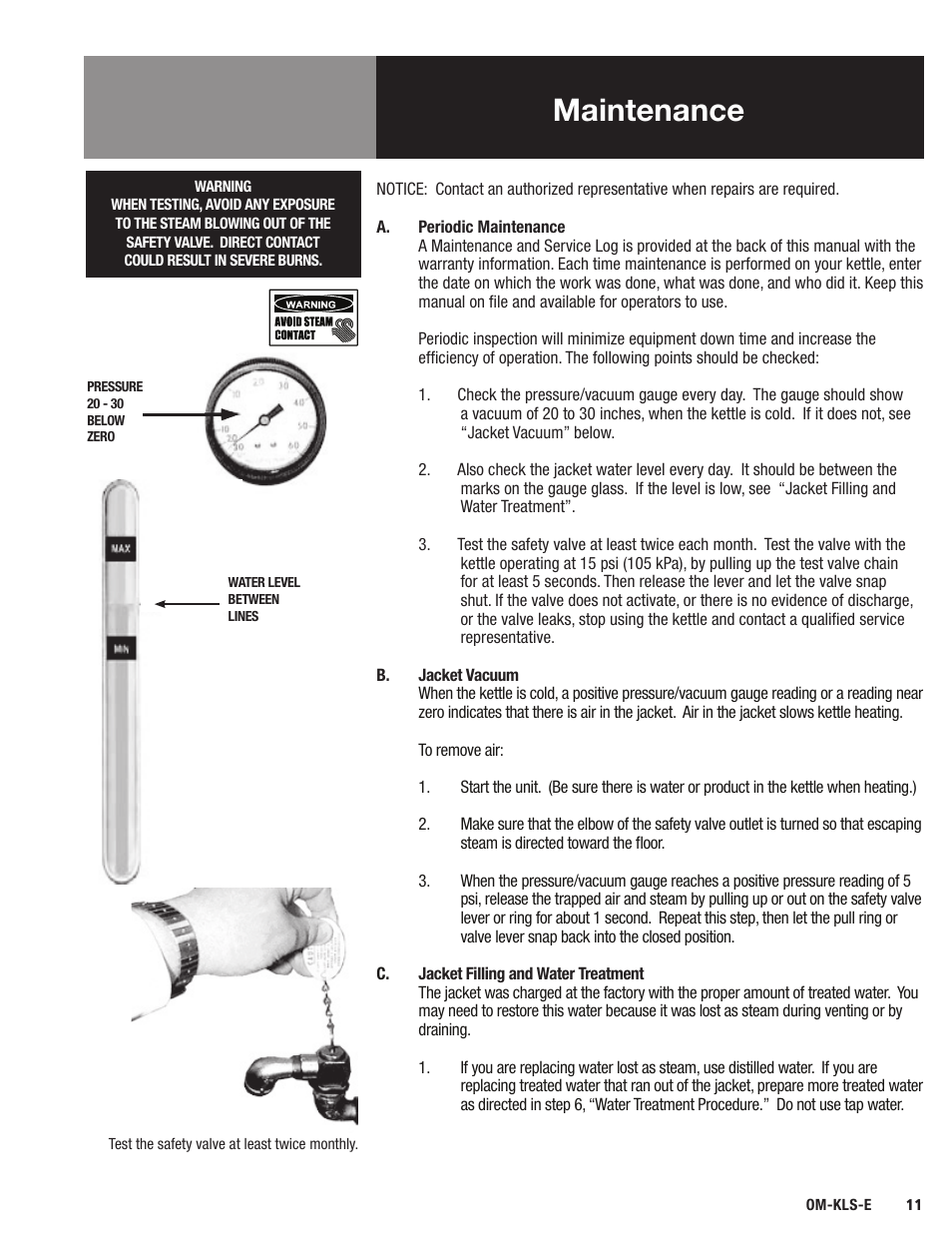 Maintenance | Blodgett KLS-E Series User Manual | Page 13 / 24