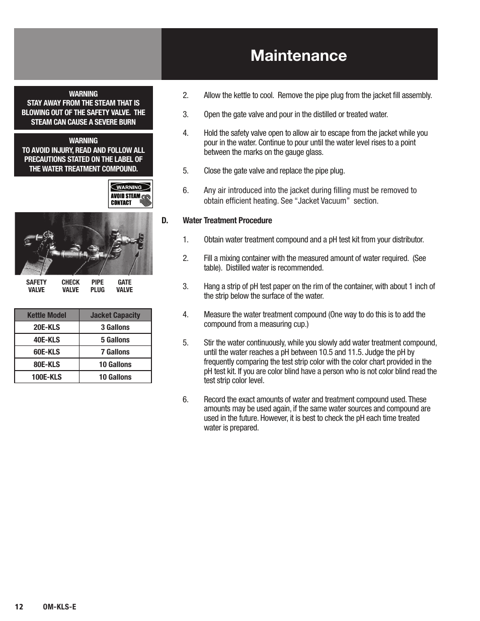 Maintenance | Blodgett KLS-E Series User Manual | Page 14 / 24