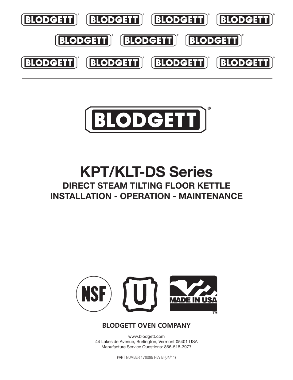 Blodgett KLT-DS Series User Manual | 20 pages