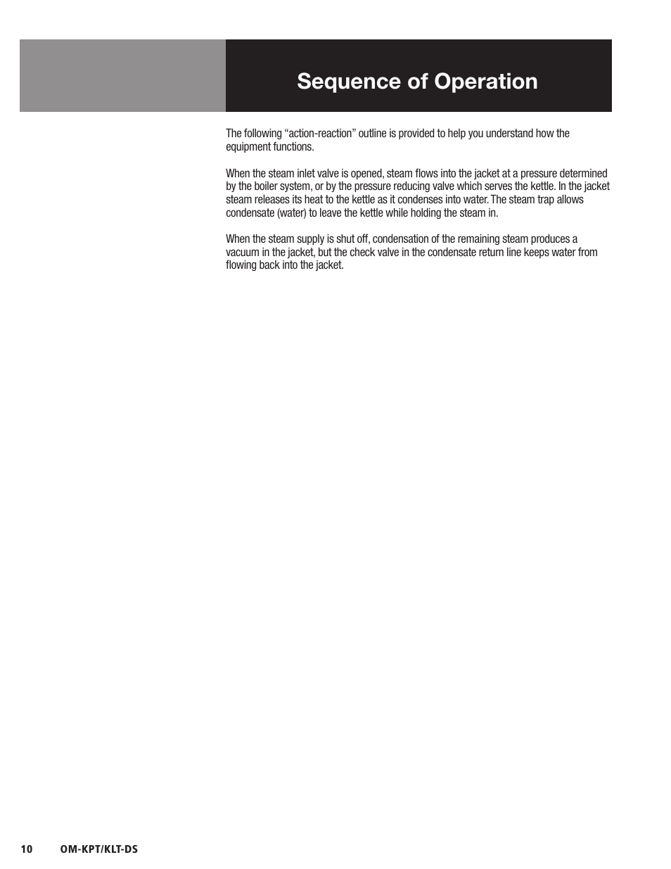 Sequence of operation | Blodgett KLT-DS Series User Manual | Page 12 / 20