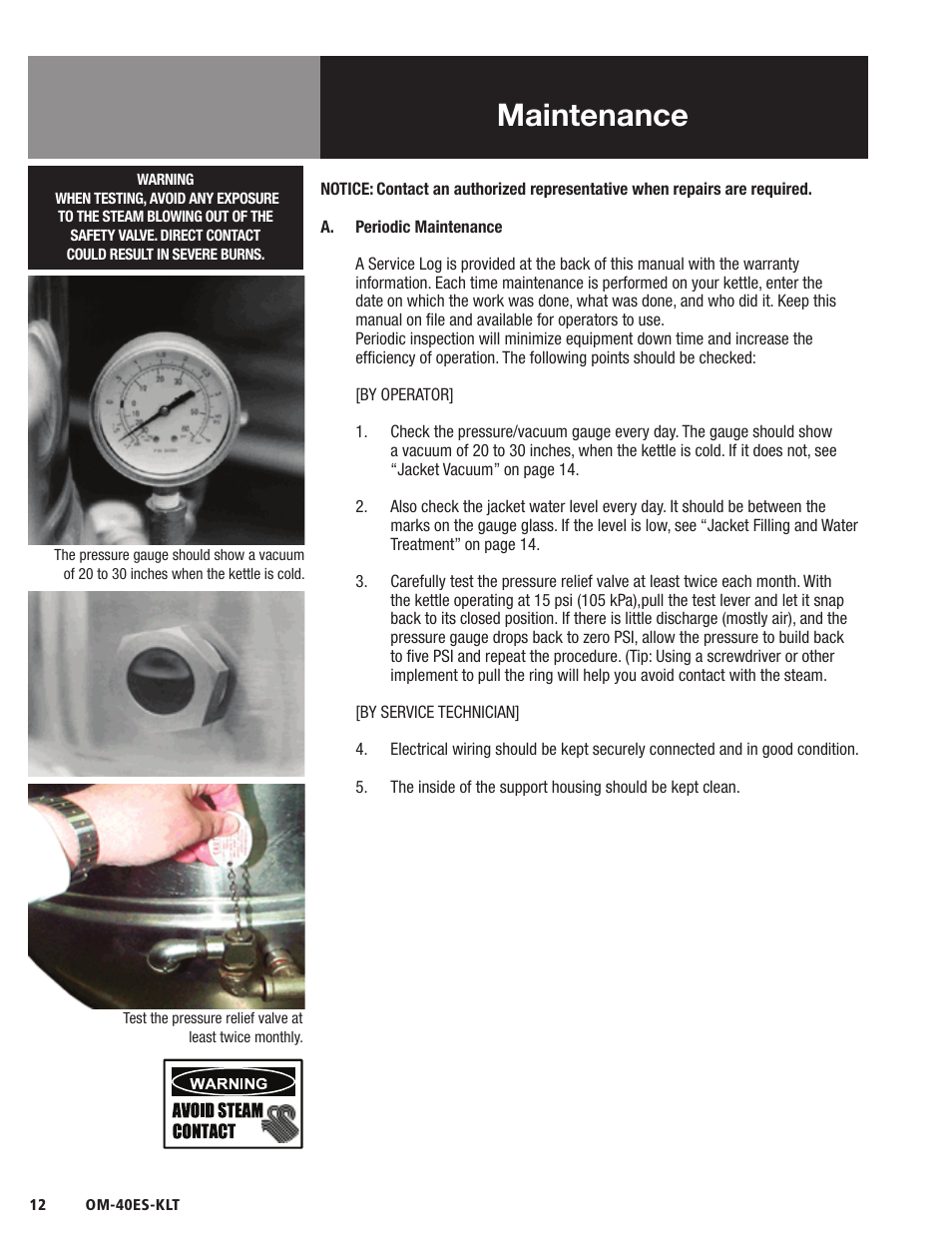 Maintenance | Blodgett 40ES-KLT Series User Manual | Page 14 / 28