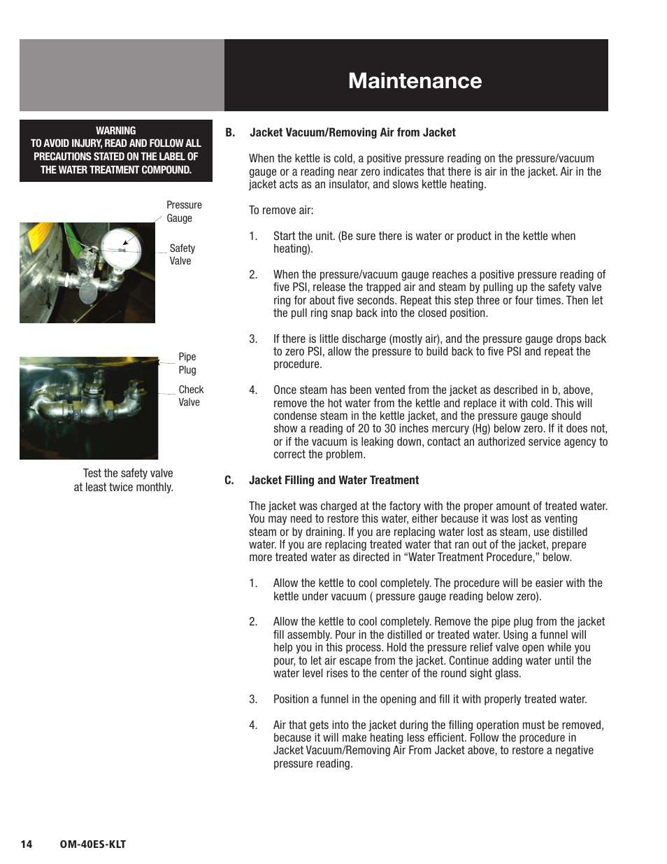 Maintenance | Blodgett 40ES-KLT Series User Manual | Page 16 / 28