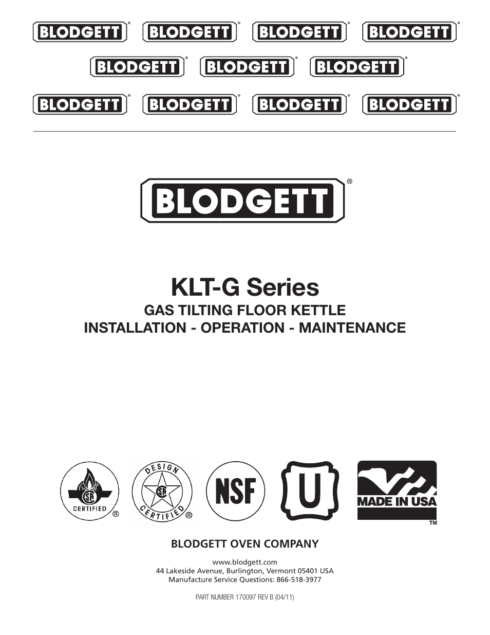 Blodgett KLT-G Series User Manual | 32 pages