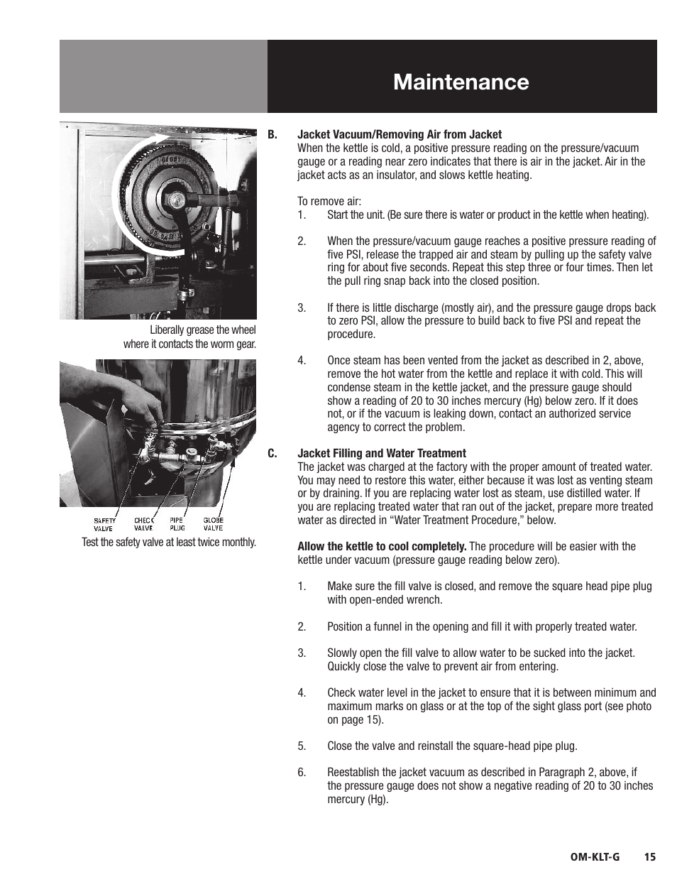 Maintenance | Blodgett KLT-G Series User Manual | Page 17 / 32
