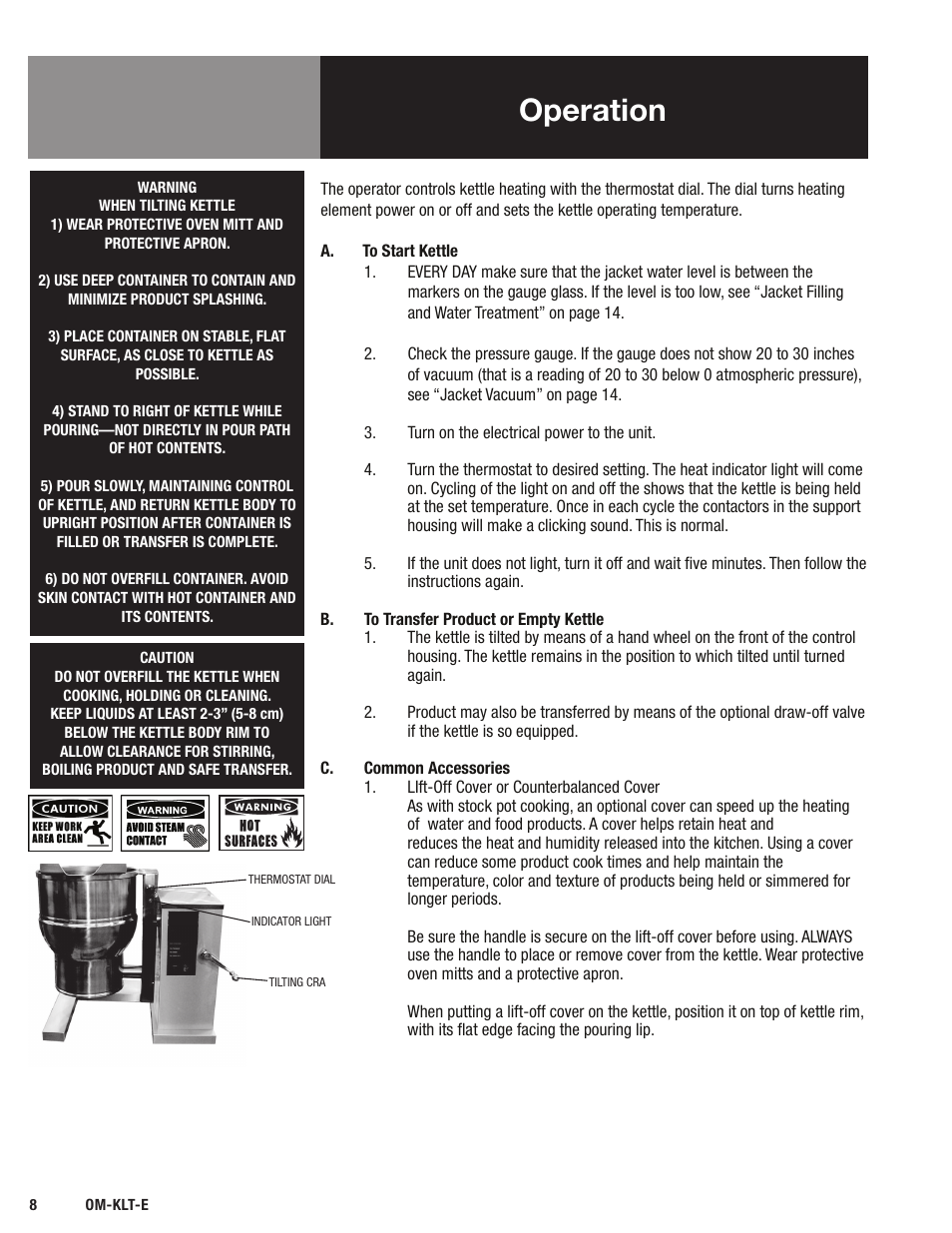 Operation | Blodgett KLT-E Series User Manual | Page 10 / 24
