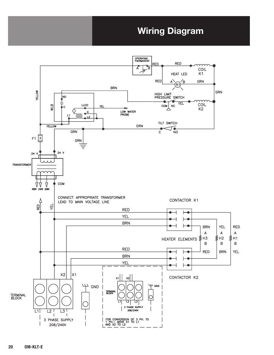 Wiring diagram | Blodgett KLT-E Series User Manual | Page 22 / 24