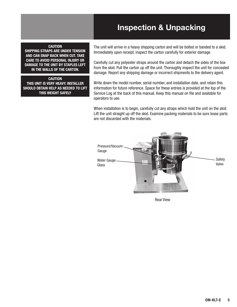 Inspection & unpacking, Dee/4 | Blodgett KLT-E Series User Manual | Page 7 / 24