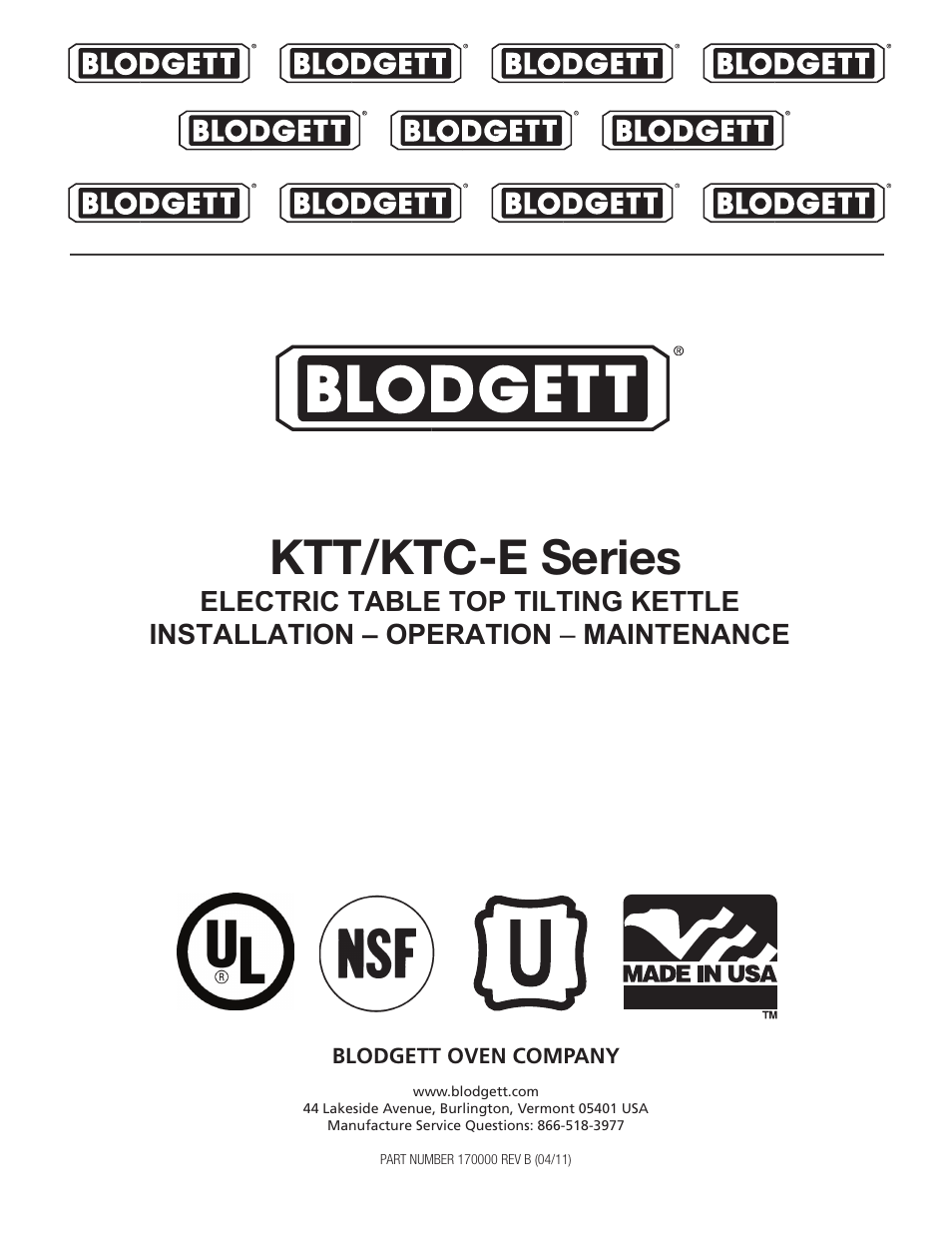 Blodgett KTC-E Series User Manual | 28 pages