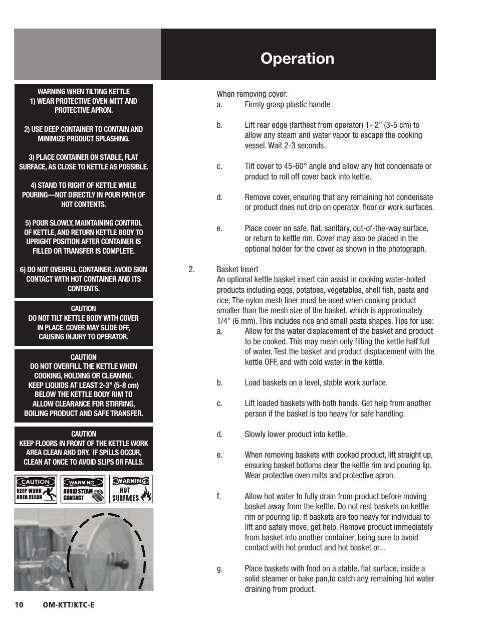Operation | Blodgett KTC-E Series User Manual | Page 12 / 28