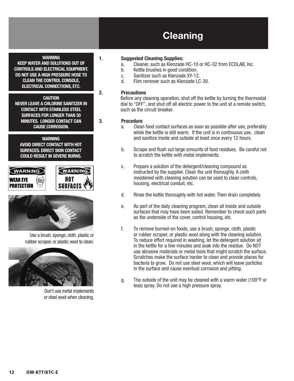 Cleaning, Om-td | Blodgett KTC-E Series User Manual | Page 14 / 28