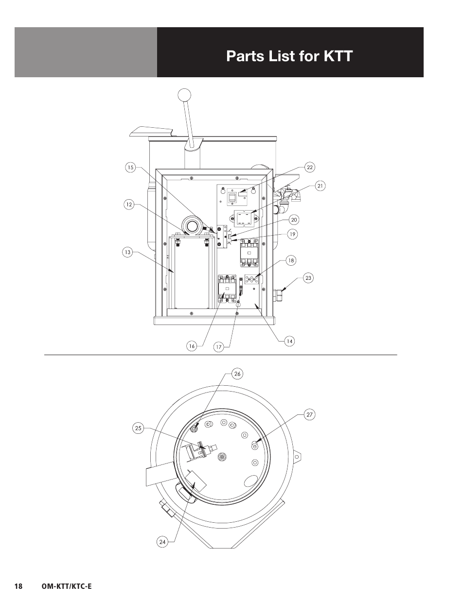 Parts list for ktt | Blodgett KTC-E Series User Manual | Page 20 / 28