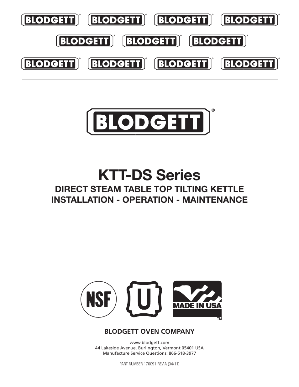 Blodgett KTT-DS Series User Manual | 20 pages