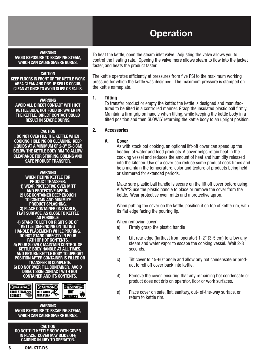 Operation | Blodgett KTT-DS Series User Manual | Page 10 / 20