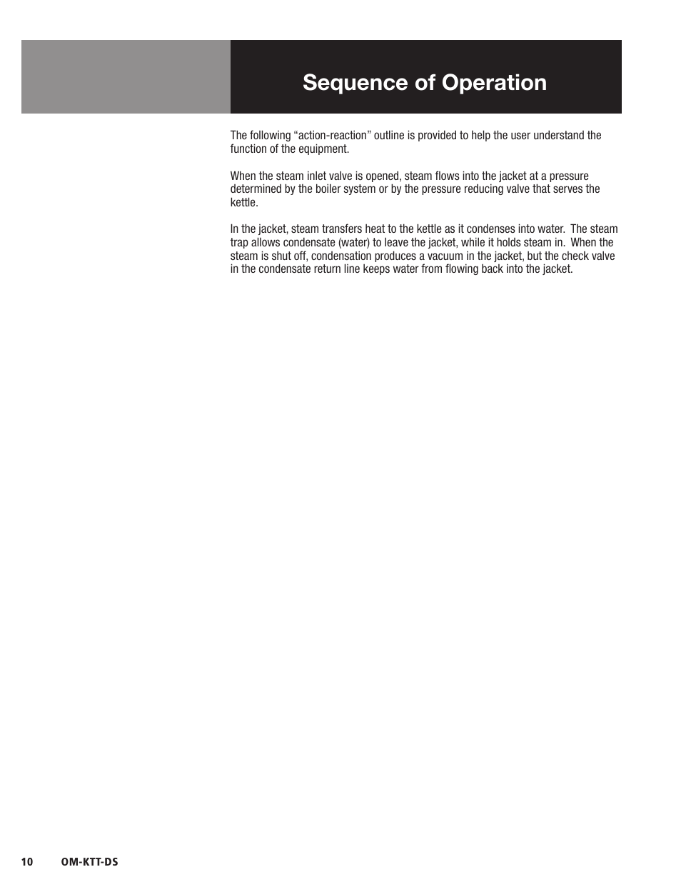Sequence of operation | Blodgett KTT-DS Series User Manual | Page 12 / 20