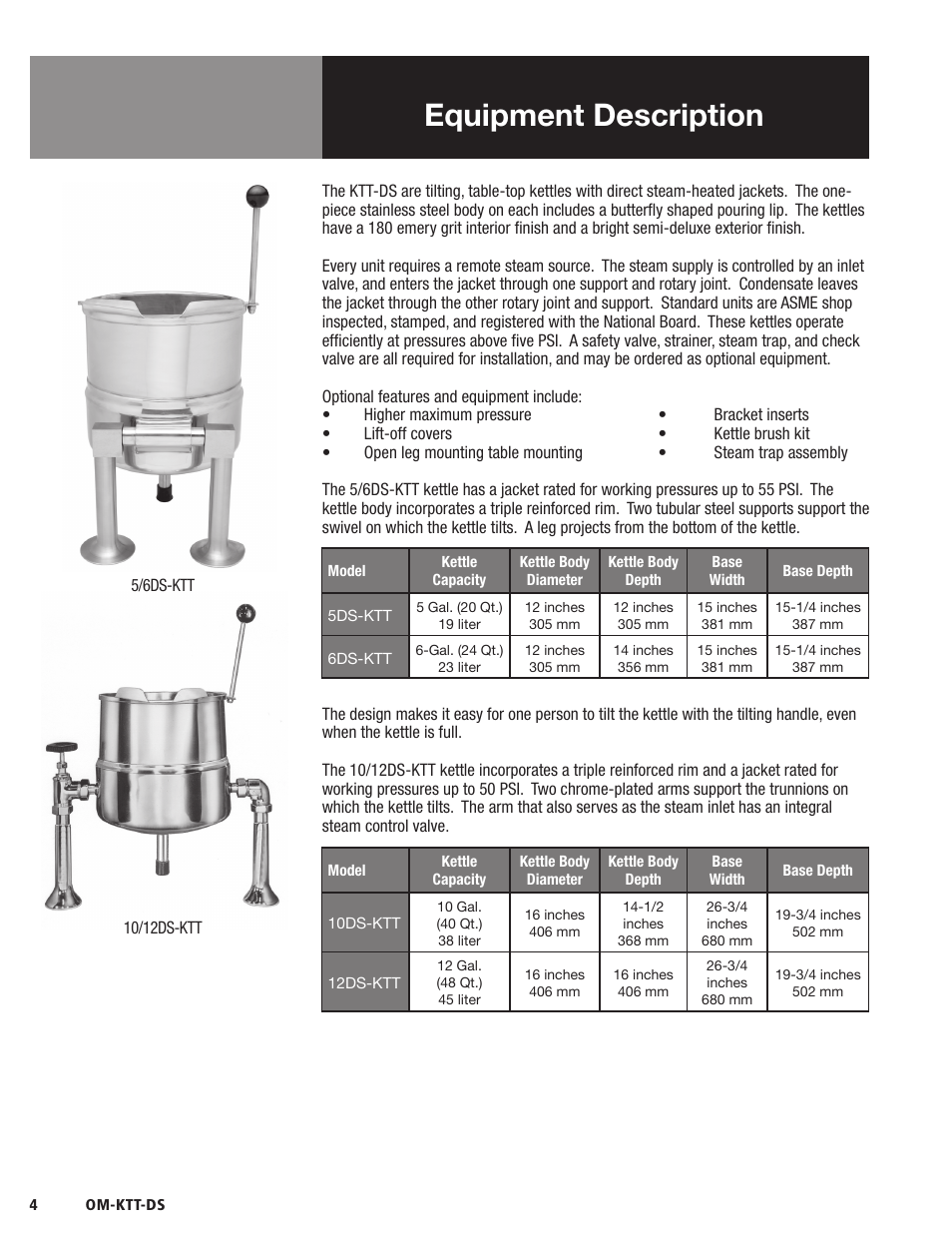 Equipment description | Blodgett KTT-DS Series User Manual | Page 6 / 20
