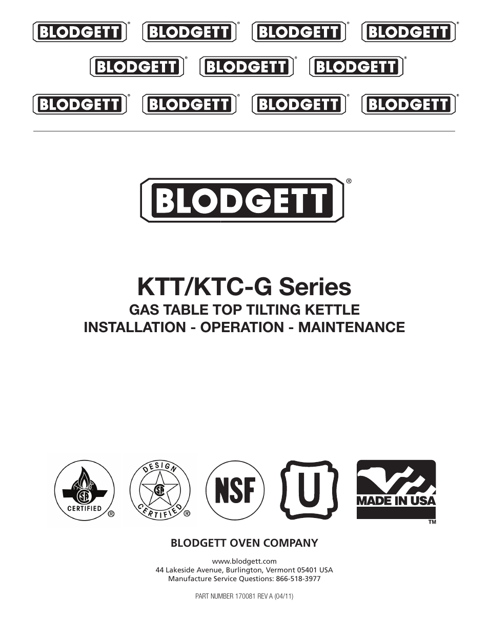 Blodgett KTC-G Series User Manual | 36 pages