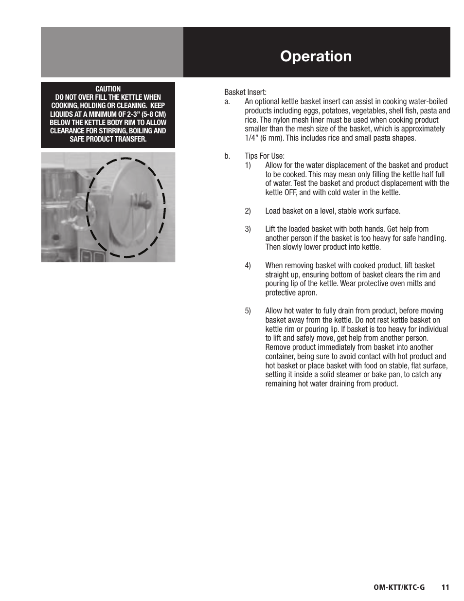 Operation | Blodgett KTC-G Series User Manual | Page 13 / 36