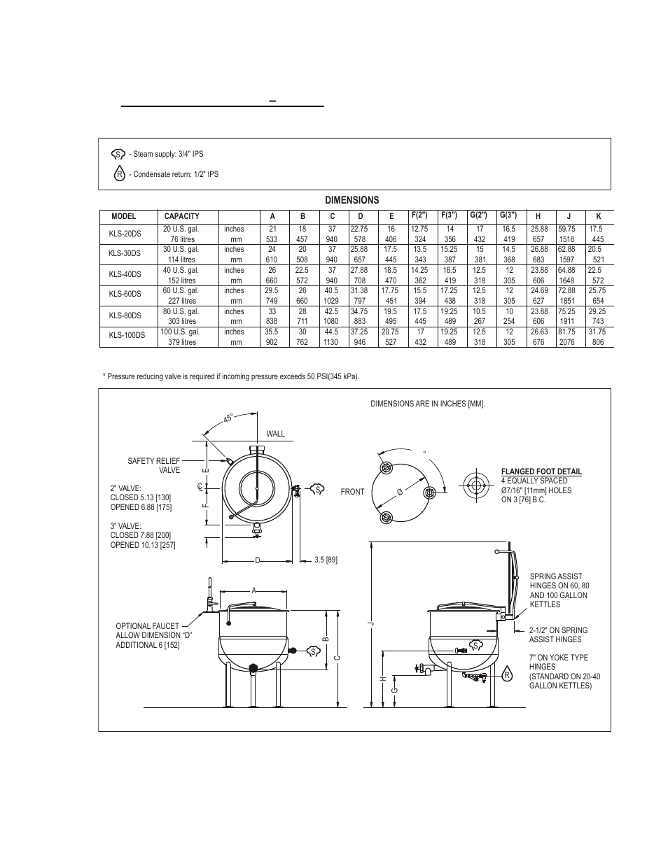 0 service connections – kls-ds | Blodgett KPS-DS Series User Manual | Page 4 / 13