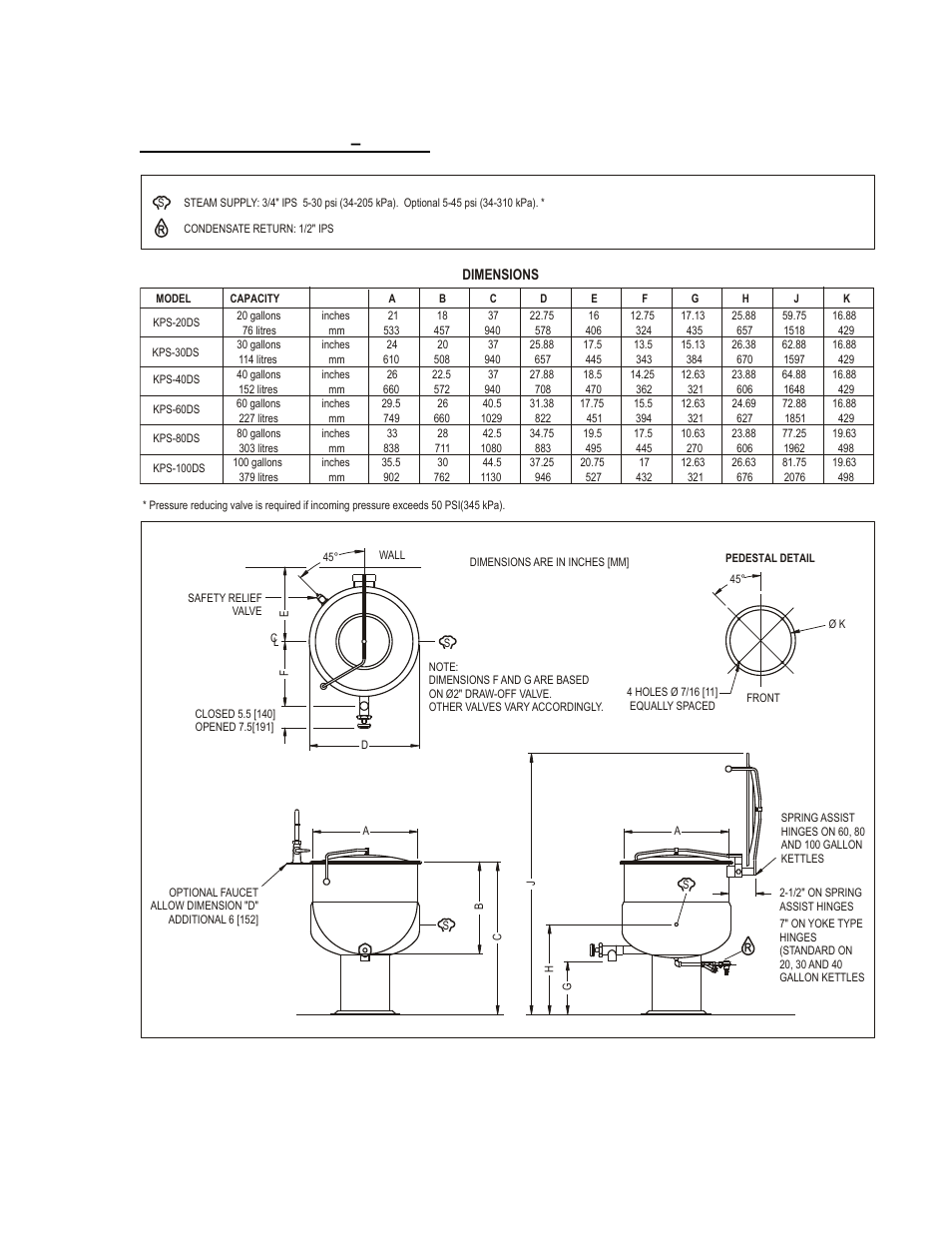 Service connections – kps-ds | Blodgett KPS-DS Series User Manual | Page 5 / 13