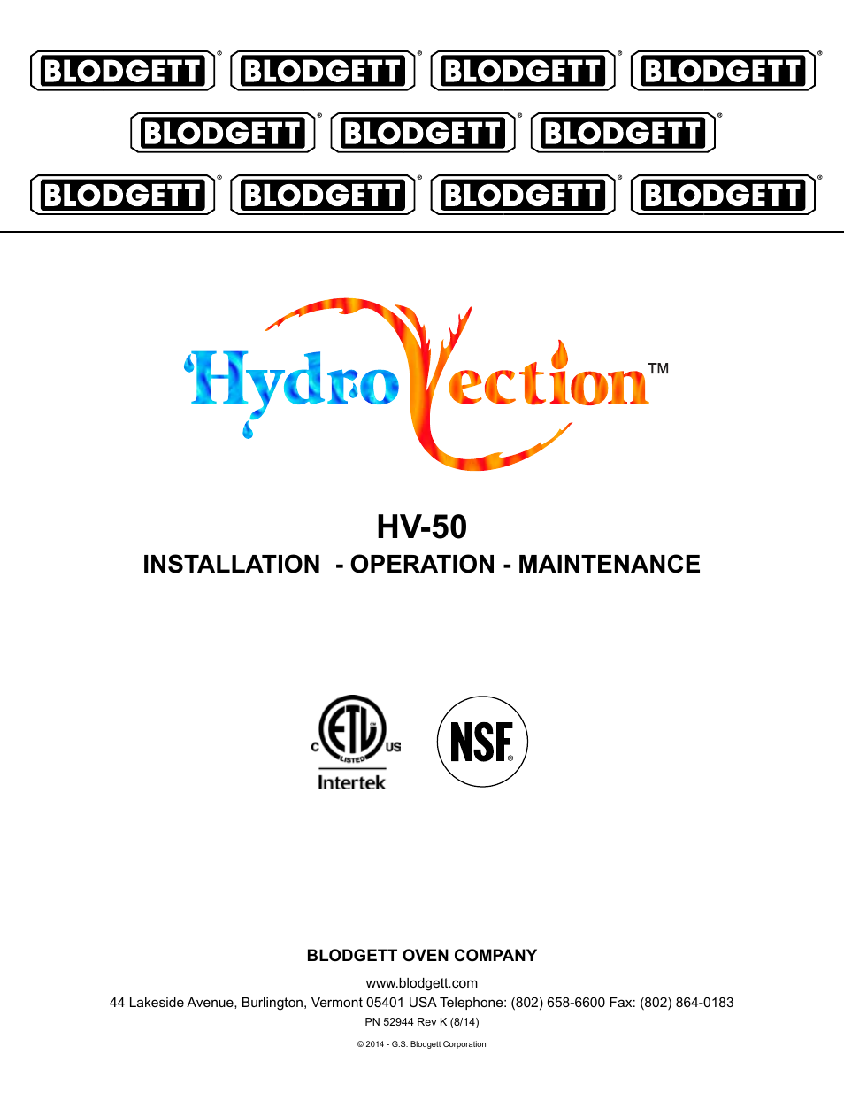 Blodgett HV-50 User Manual | 35 pages