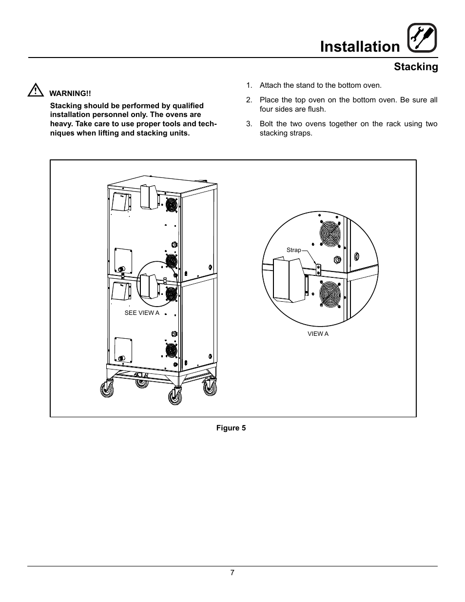 Installation, Stacking | Blodgett HV-50 User Manual | Page 9 / 35