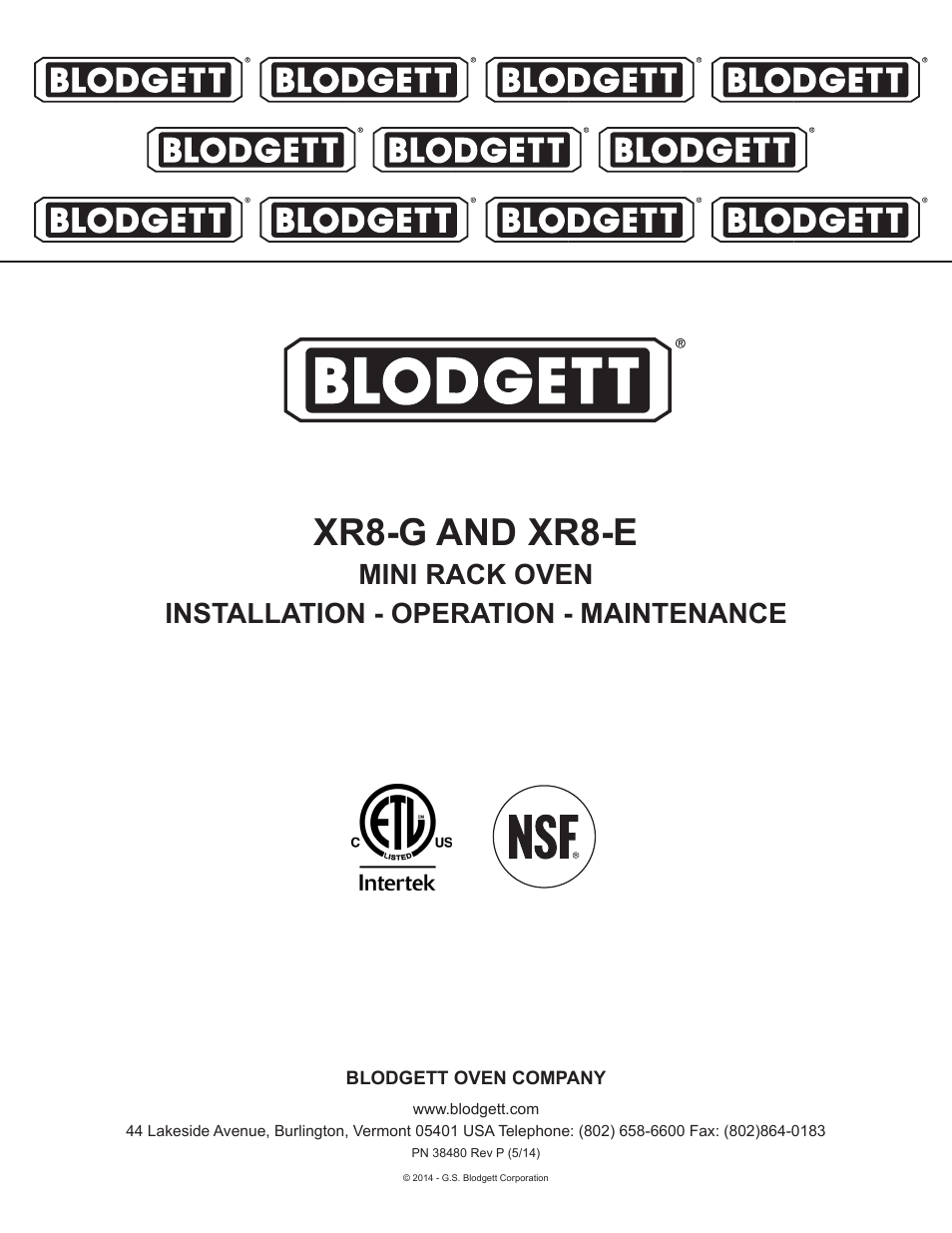 Blodgett XR8-E User Manual | 24 pages