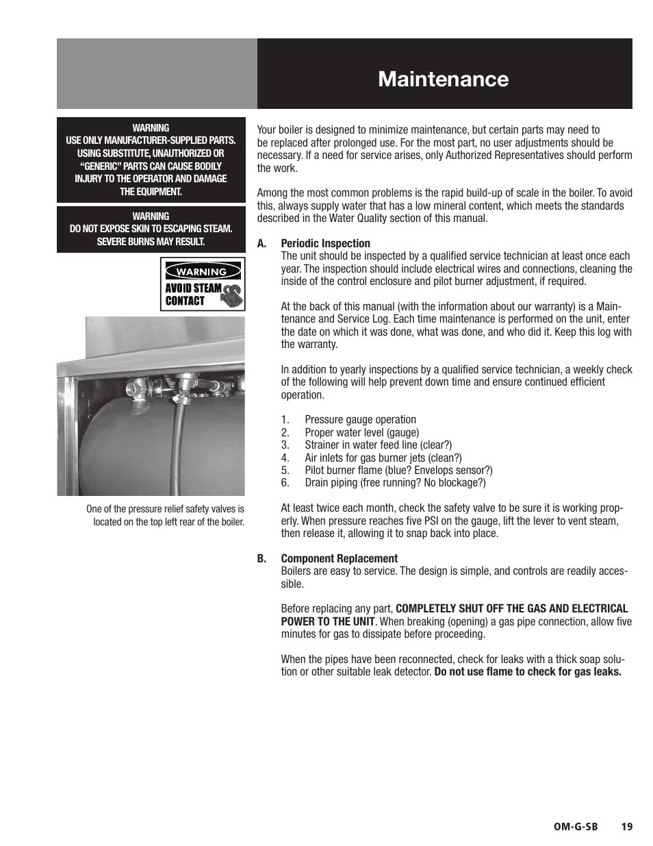 Maintenance | Blodgett SB-G Series User Manual | Page 21 / 36