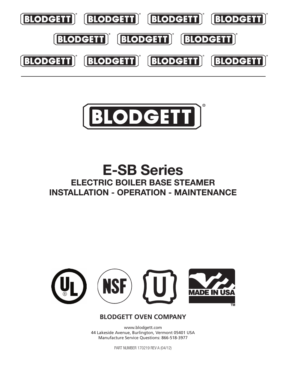 Blodgett SB-E Series User Manual | 34 pages