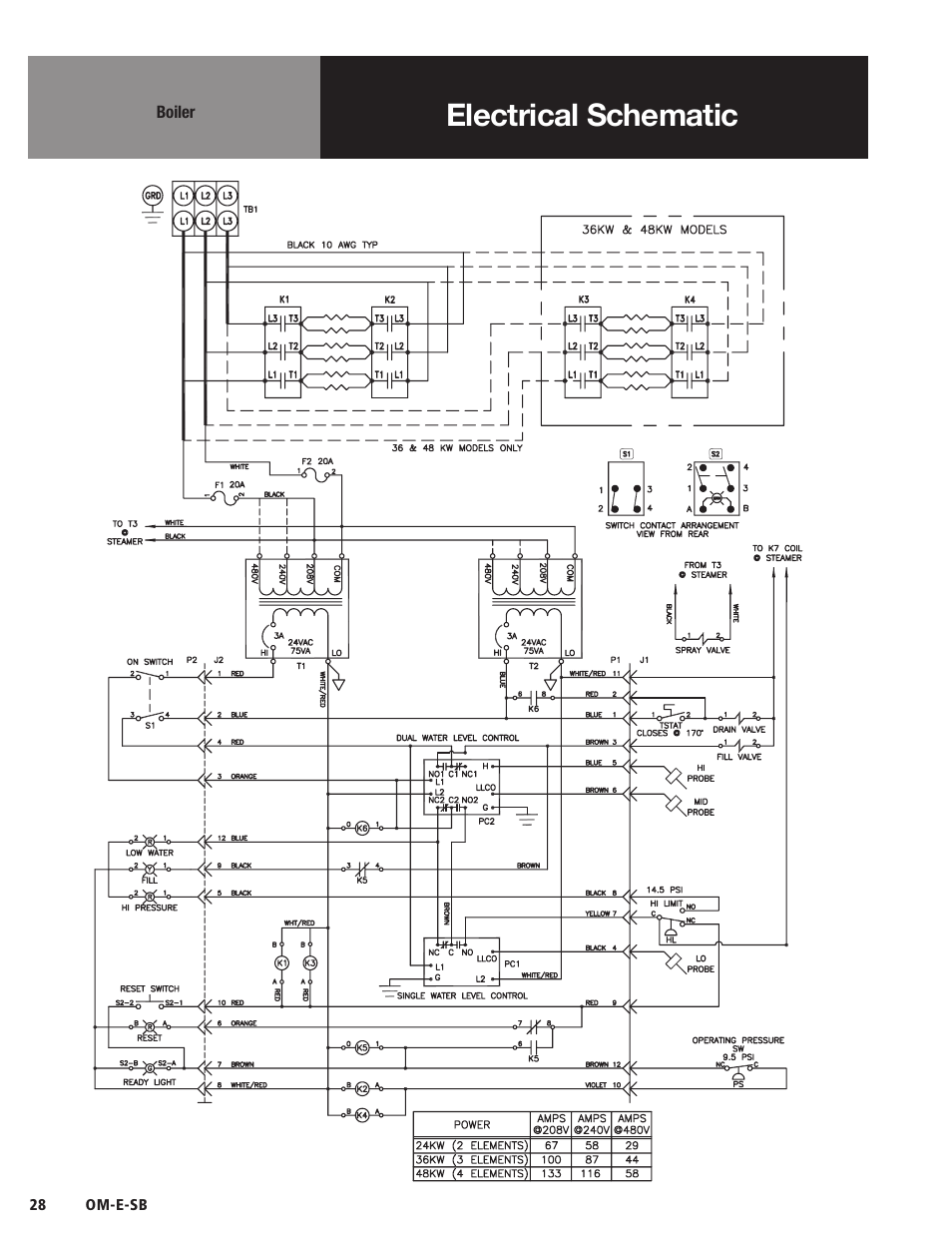 Electrical schematic | Blodgett SB-E Series User Manual | Page 30 / 34