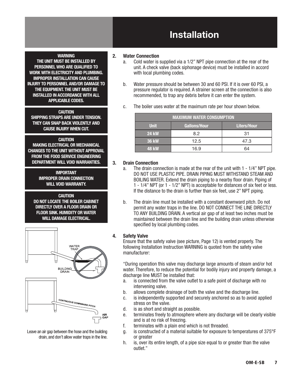 Installation | Blodgett SB-E Series User Manual | Page 9 / 34