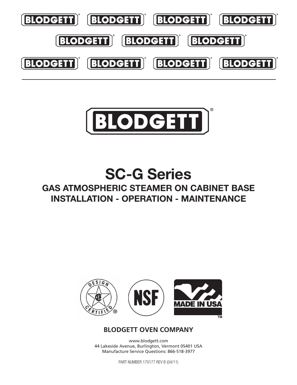 Blodgett SC-G Series User Manual | 28 pages